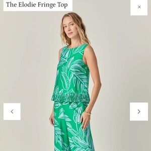 English Factory Green Leaf Print Blouse